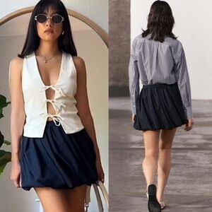 ZARA navy Balloon mini skirt - vlogger favorite size XS